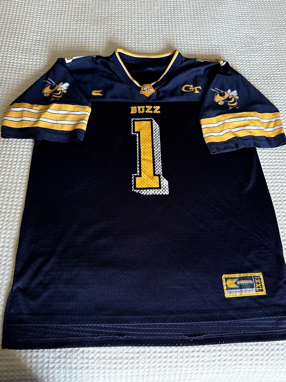 Vintage Georgia Tech Yellow Jackets 'Buzz' #1 Football Jersey - Navy/Gold GT